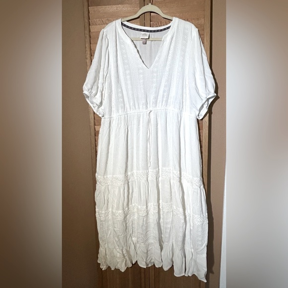 Knox Rose Womens Plus Size 2X short sleeve lace trimmed top boho maxi dress - Picture 1 of 5